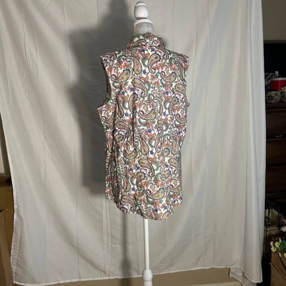 Chadwick's of Boston Size 18W Multi Color Paisley Sleeveless Button Front Shirt - Picture 2 of 5